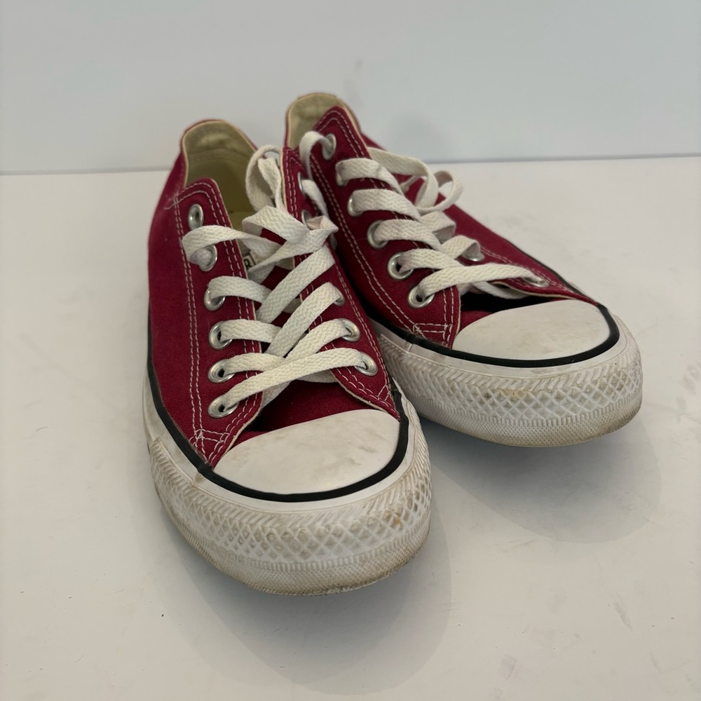 Converse Classic Berry Red and White Sneakers